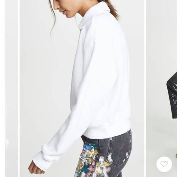 RE/DONE 70's Half Zip Sweatshirt in Off White Size Medium NWOT - Picture 2 of 10